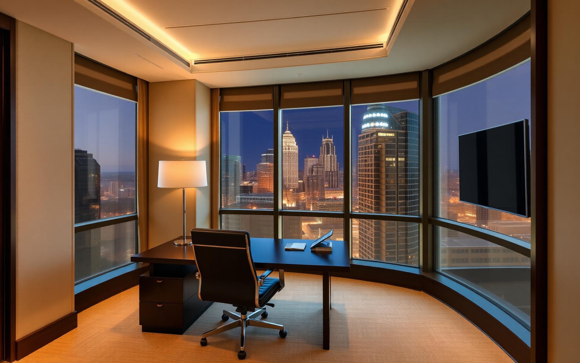 Executive office suite overlooking Atlanta skyline